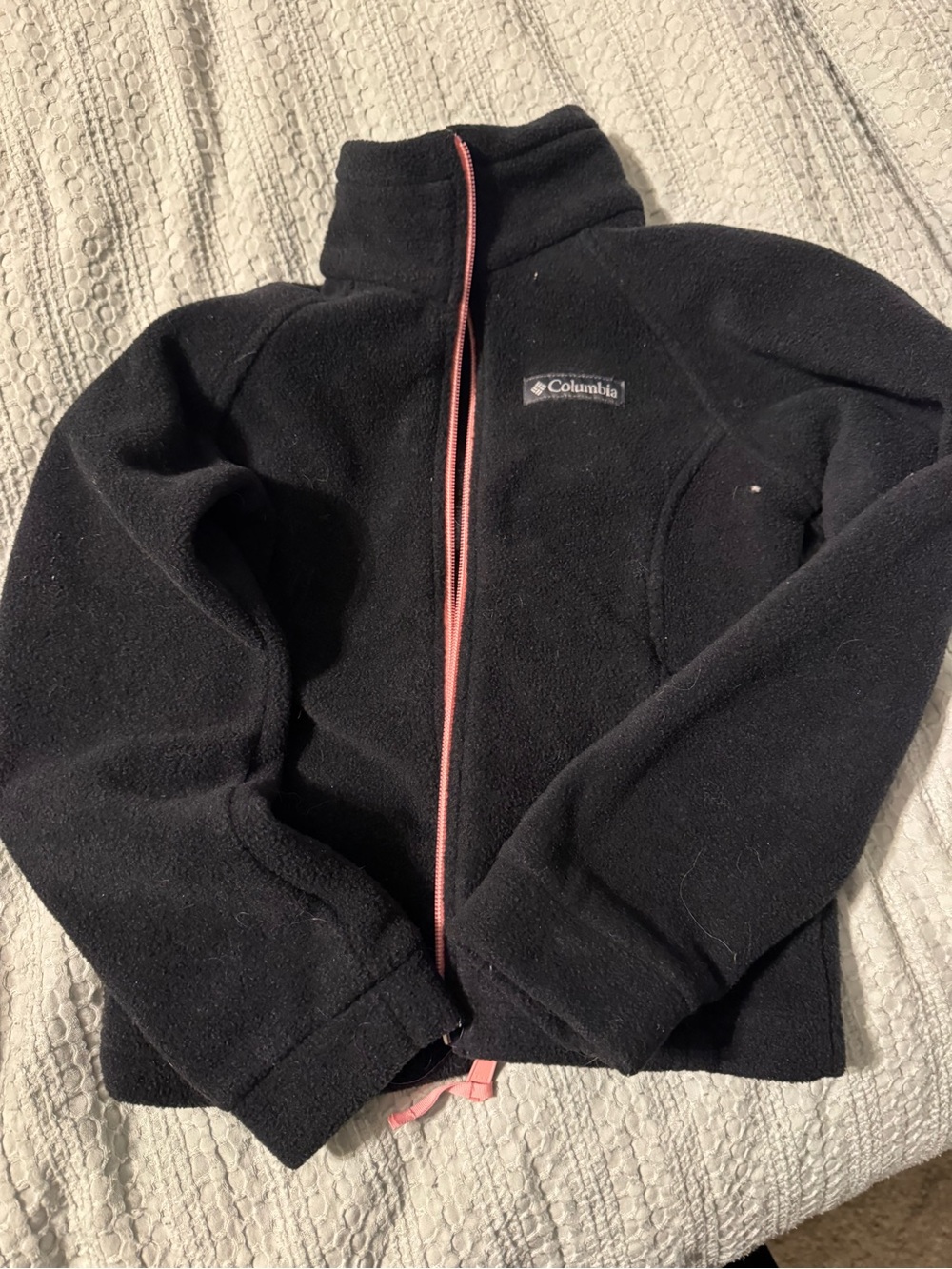 Columbia Black Fleece Jacket with Pink Zipper